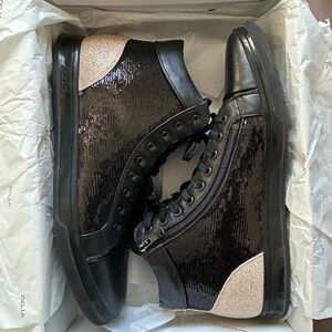 Aldo Black and Gold High-Top Sneakers